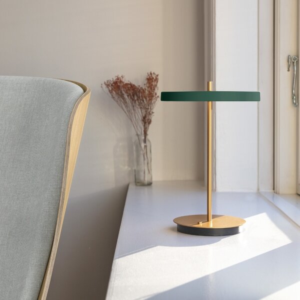 Umage Zeleno-zlatá kovová stolní nabíjecí LED lampa Asteria