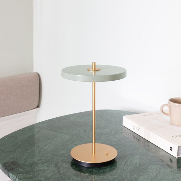 Umage Světle zeleno-zlatá kovová stolní nabíjecí LED lampa Asteria