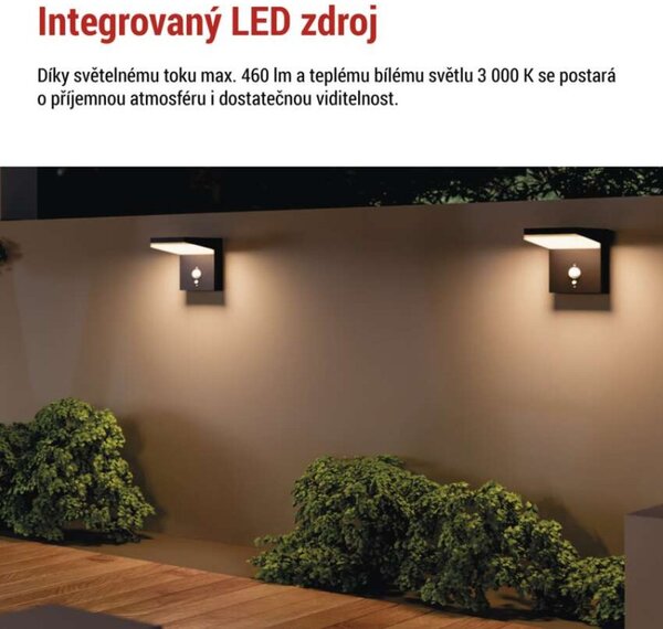 EMOS LED zahradní solární nástěnné svítidlo s čidlem soumraku, VEREA, 10,7 × 15,4 × 13 cm 1554204000