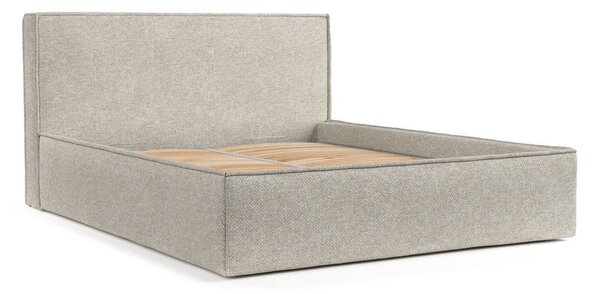 Světle šedá čalouněná dvoulůžková postel s úložným prostorem s roštem 160x200 cm Lounge L – Maison de Rêve