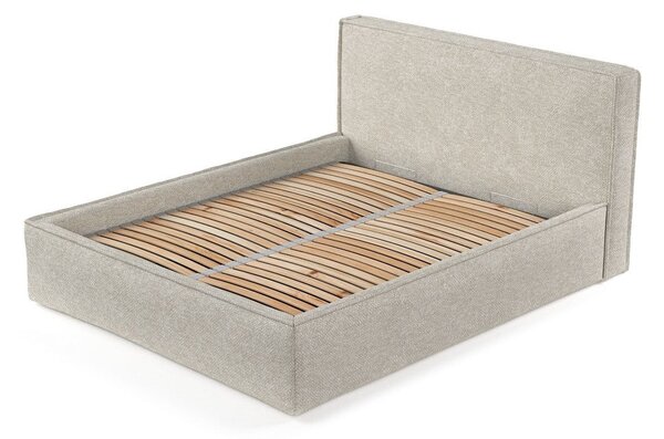 Světle šedá čalouněná dvoulůžková postel s úložným prostorem s roštem 160x200 cm Lounge L – Maison de Rêve