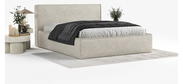 Světle šedá čalouněná dvoulůžková postel s úložným prostorem s roštem 160x200 cm Lounge L – Maison de Rêve
