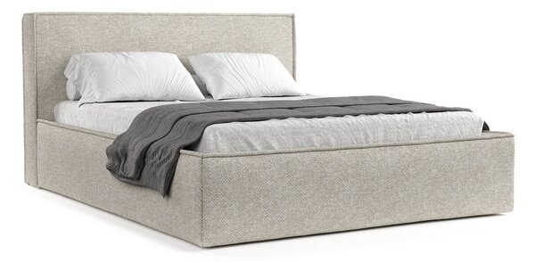 Světle šedá čalouněná dvoulůžková postel s úložným prostorem s roštem 160x200 cm Lounge L – Maison de Rêve
