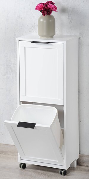 Kuchyňský vozík, 2 koše na odpadky, bílý, KESPER