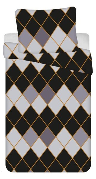 JERRY FABRICS MICRO Polyester - mikrovlákno, 3D Povlečení Káry černé 140/200, 70/90 cm