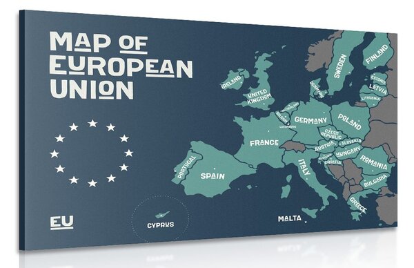 Obraz naučná mapa s názvy zemí evropské unie
