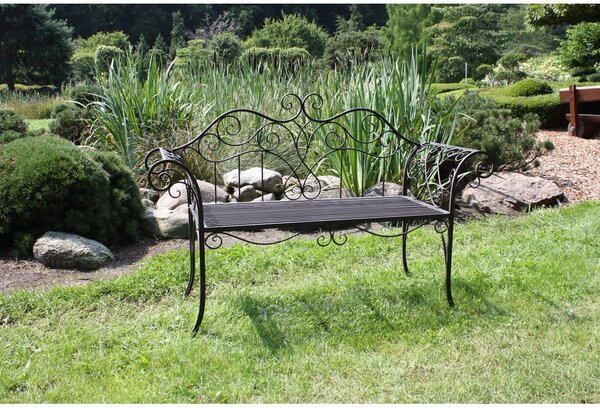 Černo-tmavě hnědá kovová zahradní lavice Selene – Garden Pleasure