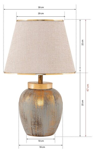 Krémová/ve zlaté barvě stolní lampa s textilním stínidlem (výška 47 cm) Yakamoz – Opviq lights