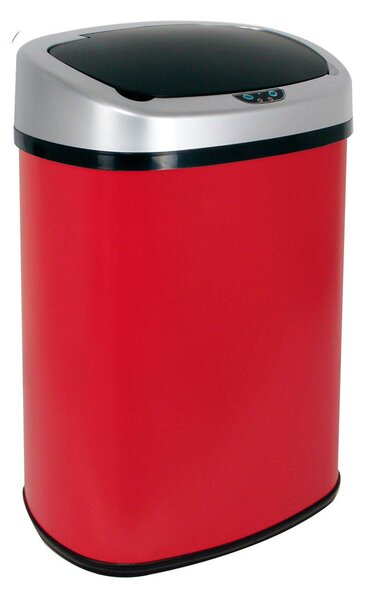 Bezdotykový odpadkový koš červený hranatý senzorový 38 L