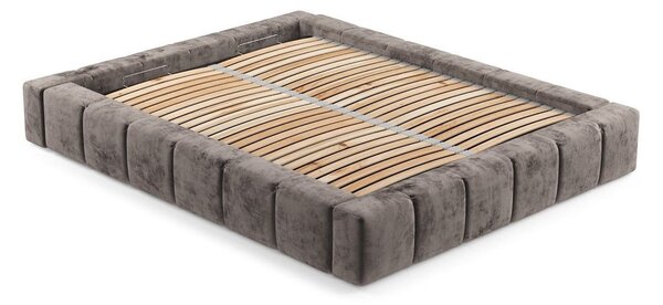 Hnědá čalouněná dvoulůžková postel s úložným prostorem s roštem 180x200 cm Aruba L – Maison de Rêve