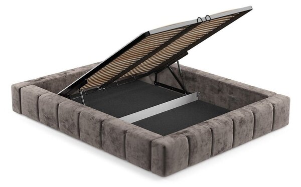 Hnědá čalouněná dvoulůžková postel s úložným prostorem s roštem 180x200 cm Aruba L – Maison de Rêve
