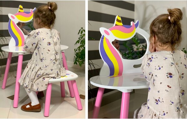 Dětská kosmetická toaletka LILY s taburetkou - bílá barva