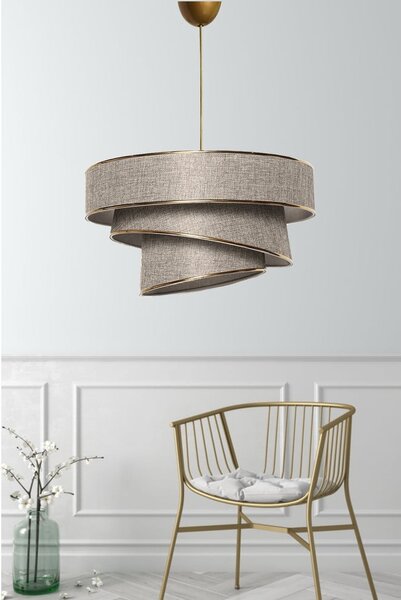 Závěsné svítidlo v béžovo-zlaté barvě s textilním stínidlem ø 40 cm Couper – Opviq lights