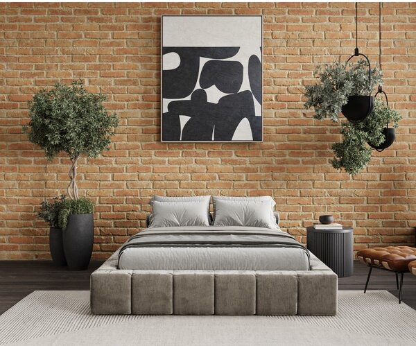 Béžová čalouněná dvoulůžková postel s úložným prostorem s roštem 160x200 cm Aruba L – Maison de Rêve