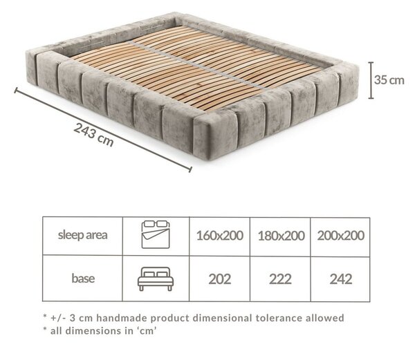 Hnědá čalouněná dvoulůžková postel s úložným prostorem s roštem 160x200 cm Aruba L – Maison de Rêve