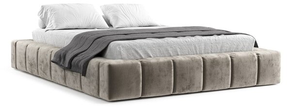 Béžová čalouněná dvoulůžková postel s úložným prostorem s roštem 160x200 cm Aruba L – Maison de Rêve