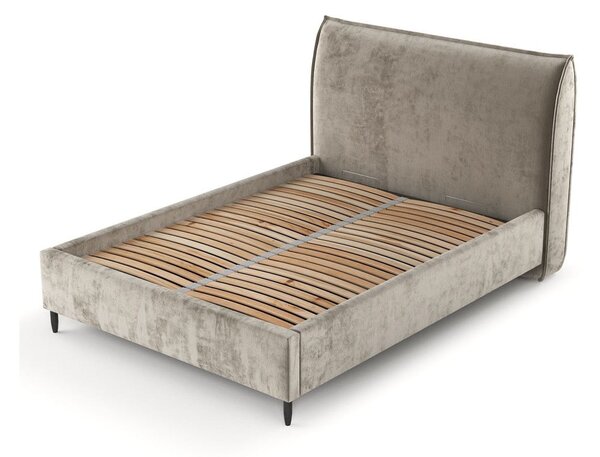 Béžová čalouněná dvoulůžková postel s úložným prostorem s roštem 180x200 cm Shell – Maison de Rêve