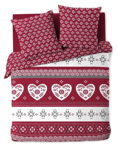 Červené prodloužené bavlněné povlečení na dvoulůžko 240x220 cm Alpage – douceur d'intérieur