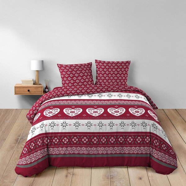 Červené prodloužené bavlněné povlečení na dvoulůžko 240x220 cm Alpage – douceur d'intérieur