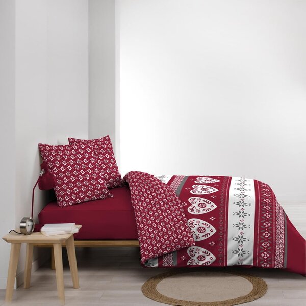 Červené prodloužené bavlněné povlečení na dvoulůžko 240x220 cm Alpage – douceur d'intérieur