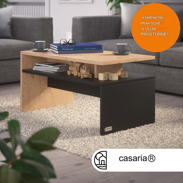 FurniGO Konferenční stolek Sacramento 92x50x47cm - přírodní/antracit