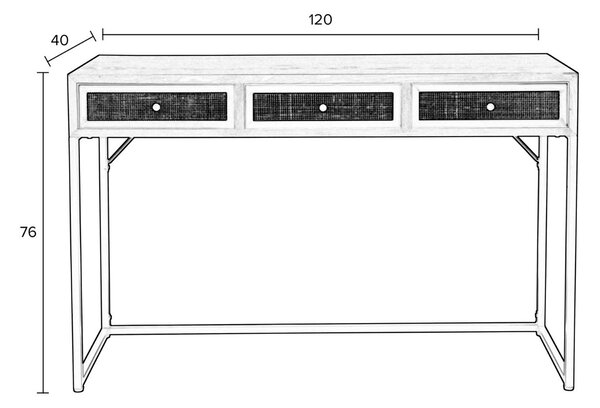 White Label Černý dřevěný toaletní stolek WLL Guuji 120 x 40 cm