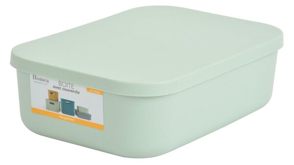 Světle zelený plastový úložný box s víkem 24x18x8 cm – Homéa