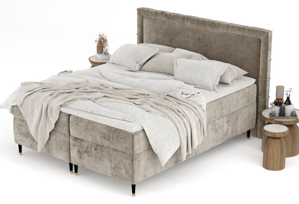 Béžová boxspring postel s úložným prostorem 180x200 cm Voyage – Maison de Rêve