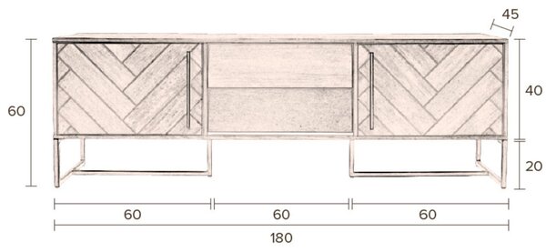 Dubový TV stolek DUTCHBONE Class 180 x 45 cm