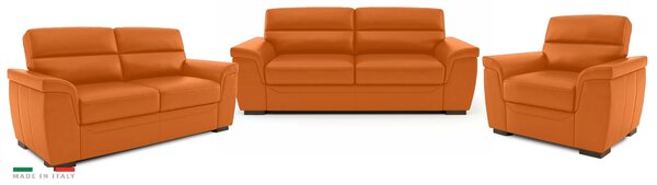 Kožená sedací souprava ROSSO II 3+2+1, oranžová (arancio 335)