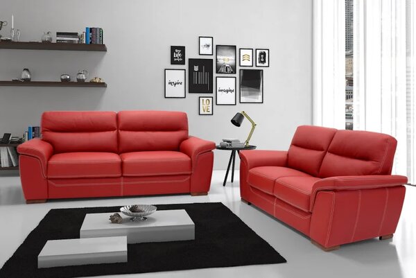 Kožená sedací souprava ROSSO II 3+2+1, červená (rosso 304)