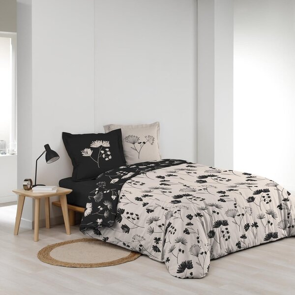 Černo-béžové prodloužené povlečení na dvoulůžko z bavlněného perkálu 240x220 cm Iris – douceur d'intérieur