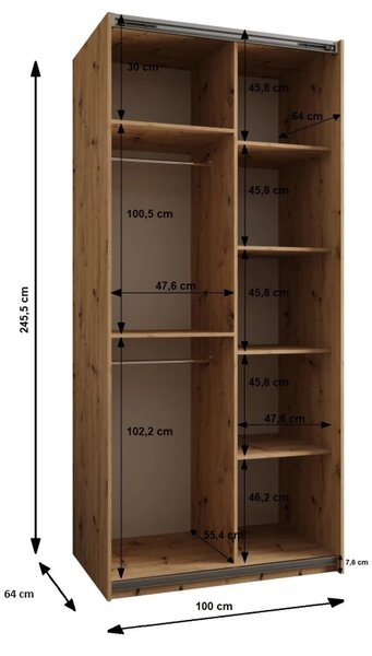 Dvoudveřová skříň SAMARA 1 - 100 cm, kašmír / černá