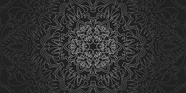 Obraz ornamentální Mandala v černobílém provedení