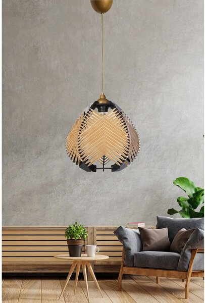 Černo-béžové závěsné svítidlo s textilním stínidlem ø 25 cm – Opviq lights
