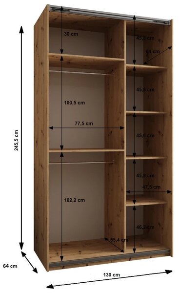 Dvoudveřová skříň SAMARA 1 - 130 cm, kašmír / černá