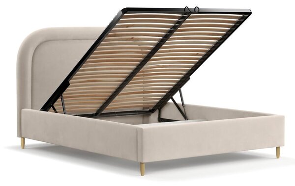 Béžová čalouněná dvoulůžková postel s úložným prostorem s roštem 180x200 cm Mija – Maison de Rêve