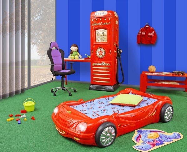 Plastiko dětská auto postel s matrací Barva: cervena