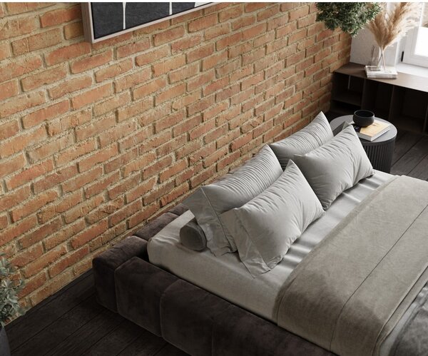 Hnědá čalouněná dvoulůžková postel s úložným prostorem s roštem 160x200 cm Aruba L – Maison de Rêve