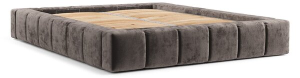 Hnědá čalouněná dvoulůžková postel s úložným prostorem s roštem 160x200 cm Aruba L – Maison de Rêve