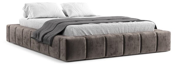 Hnědá čalouněná dvoulůžková postel s úložným prostorem s roštem 160x200 cm Aruba L – Maison de Rêve