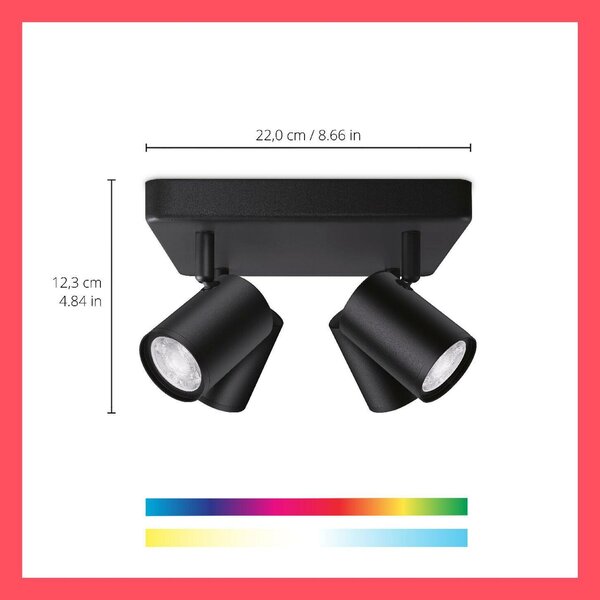 WiZ Imageo bodové LED svítidlo 4x GU10 4,9W 345lm 2200-6500K RGB IP20, černé