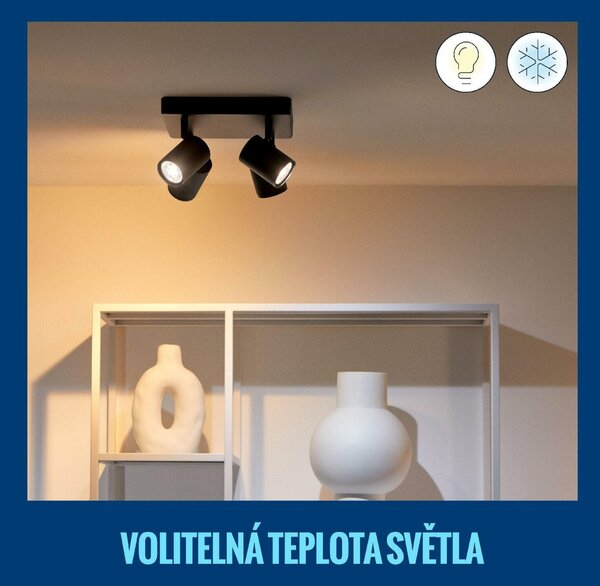 WiZ Imageo bodové LED svítidlo 4x GU10 4,9W 345lm 2200-6500K RGB IP20, černé