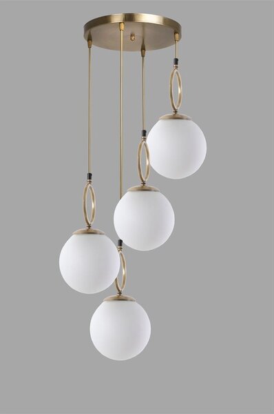 Bílé/v mosazné barvě závěsné svítidlo se skleněným stínidlem ø 30 cm Morino – Opviq lights