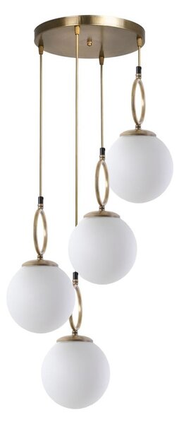 Bílé/v mosazné barvě závěsné svítidlo se skleněným stínidlem ø 30 cm Morino – Opviq lights