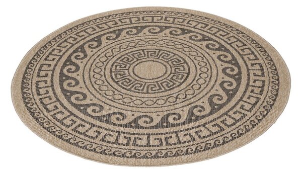 Černo-béžový kulatý venkovní koberec ø 120 cm Comilla – Ayyildiz Carpets