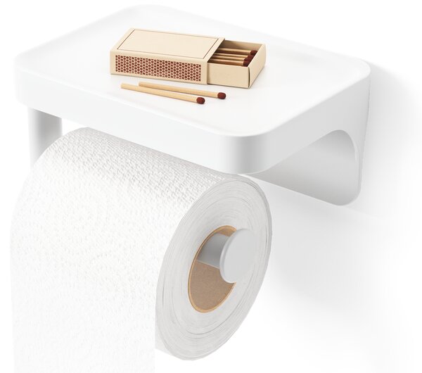 Umbra Nástěnný držák FLEX ADHESIVE na toaletní papír s poličkou, bílý
