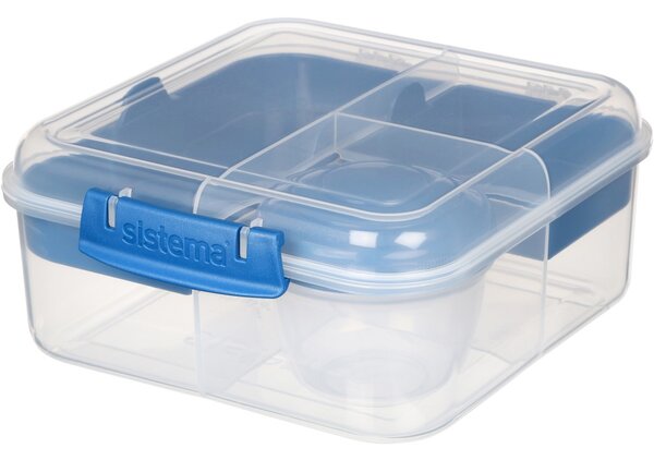 Sistema Dělený svačinový box To Go Bento Cube s nádobou na jogurt 1,25 l, modrá