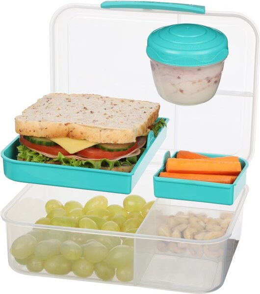 Sistema Dělený svačinový box To Go Bento Cube s nádobou na jogurt 1,25 l, zelená