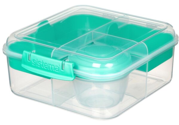 Sistema Dělený svačinový box To Go Bento Cube s nádobou na jogurt 1,25 l, zelená
